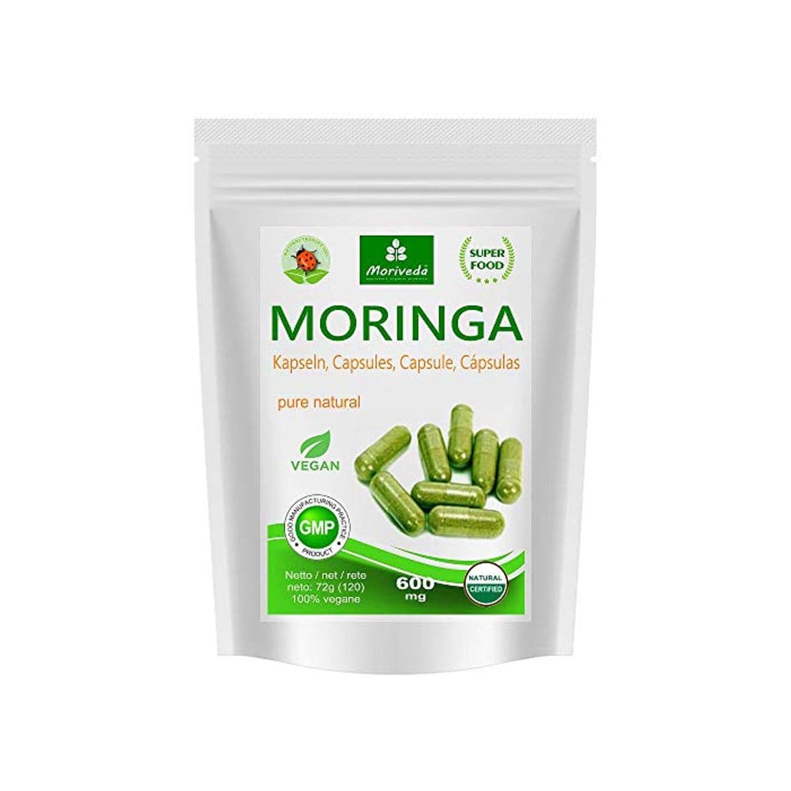 Product Moringa cápsulas 600mg o Moringa Energia Tabs 950mg - Oleifera, vegetariano, Producto