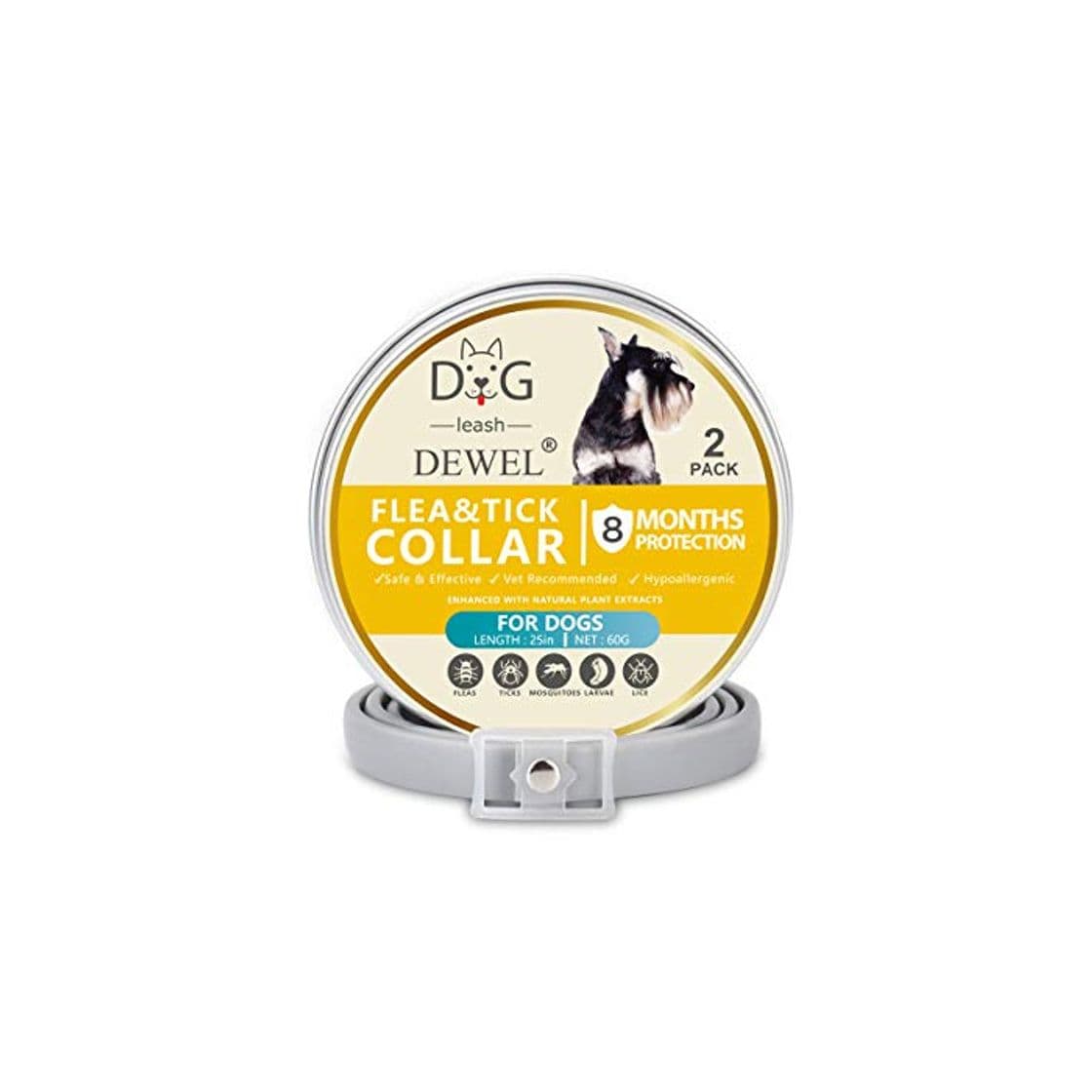 Producto Dewel 2pcs Collar Antiparasitos Perros