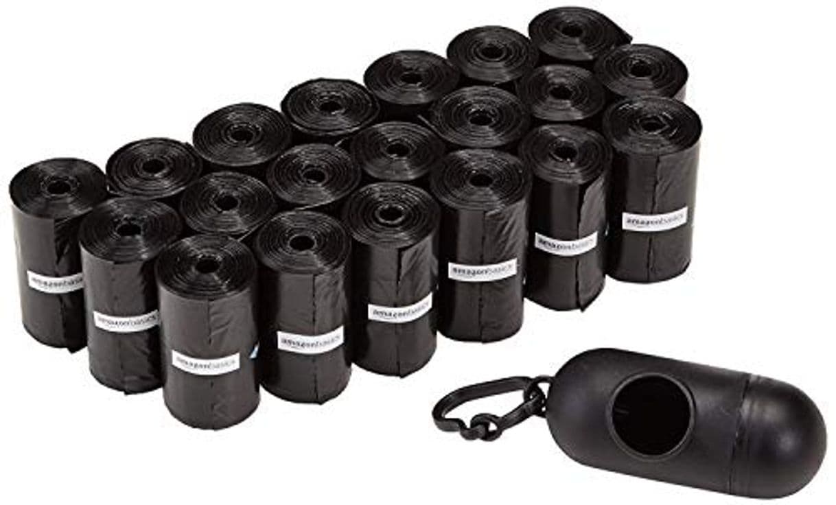 Producto AmazonBasics - Bolsas para excrementos de perro con dispensador y clip para