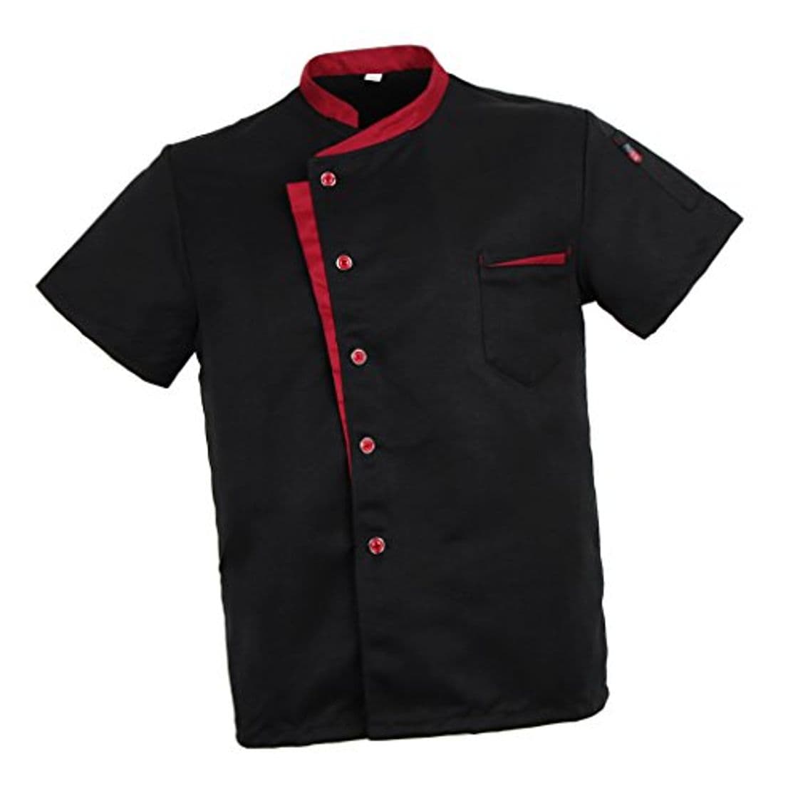 Moda non-brand Chaqueta de Chef Uniforme Manga Corta Arrugas Resistente Hombres Cocina Camareros