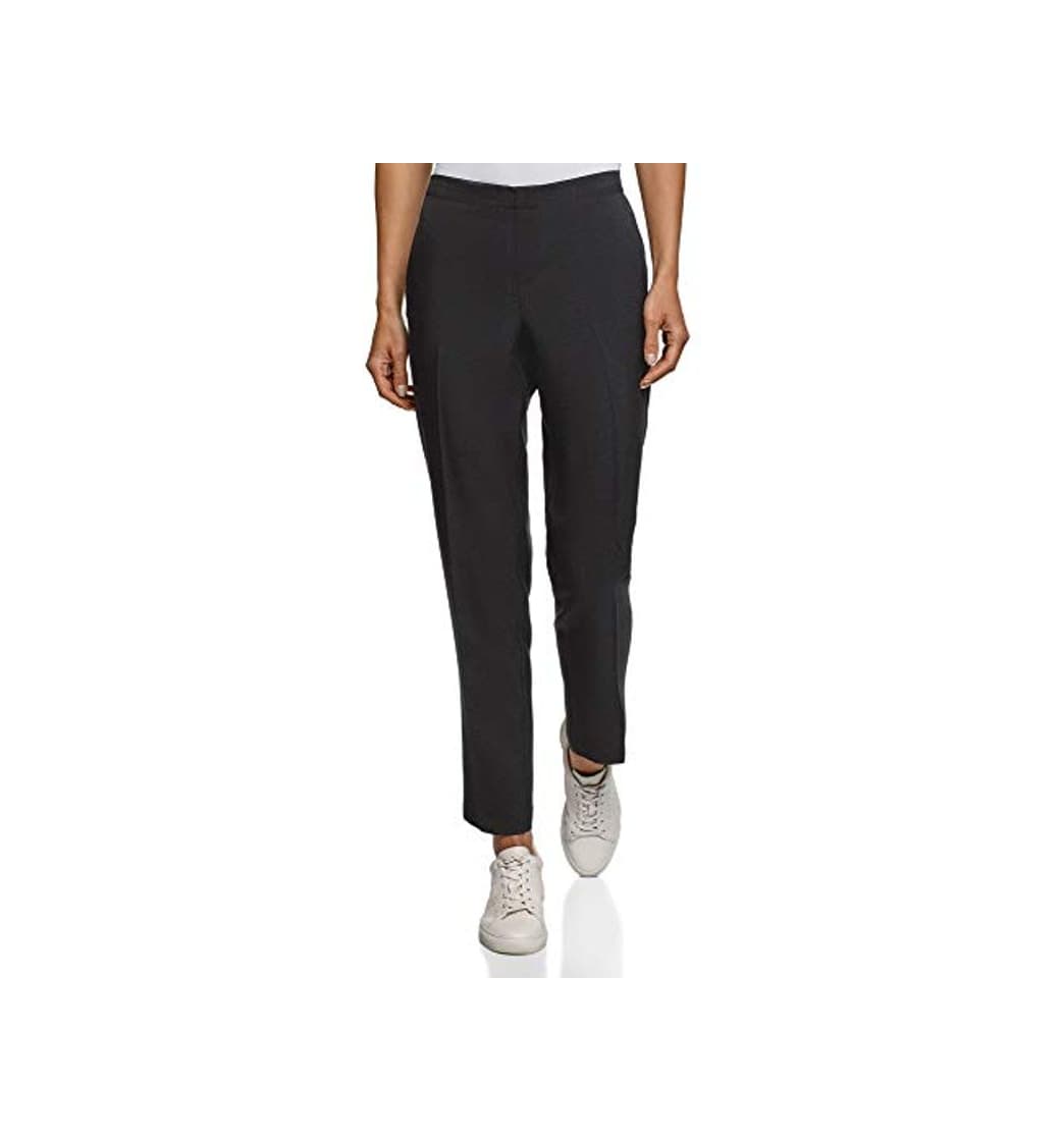 Producto oodji Ultra Mujer Pantalones Recortados con Cintura Elástica, Negro, ES 40