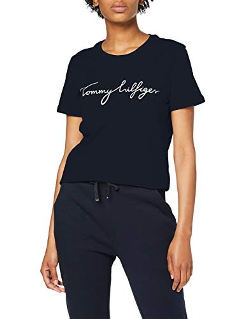 Fashion Tommy Hilfiger Heritage Crew Neck Graphic Tee Camiseta, Azul