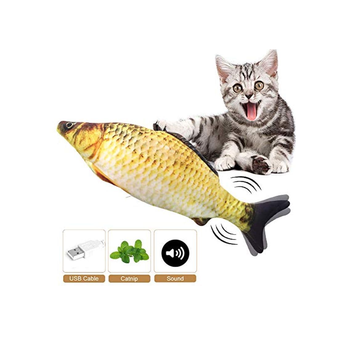 Product Mroobest Juguete Hierba Gatera, Catnip Fish Toys, Electrico Recargable USB Juguetes Simulación