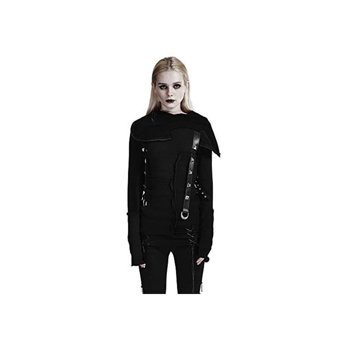 Fashion Punk Rave Gothic - Sudadera con capucha para mujer, color negro Negro
