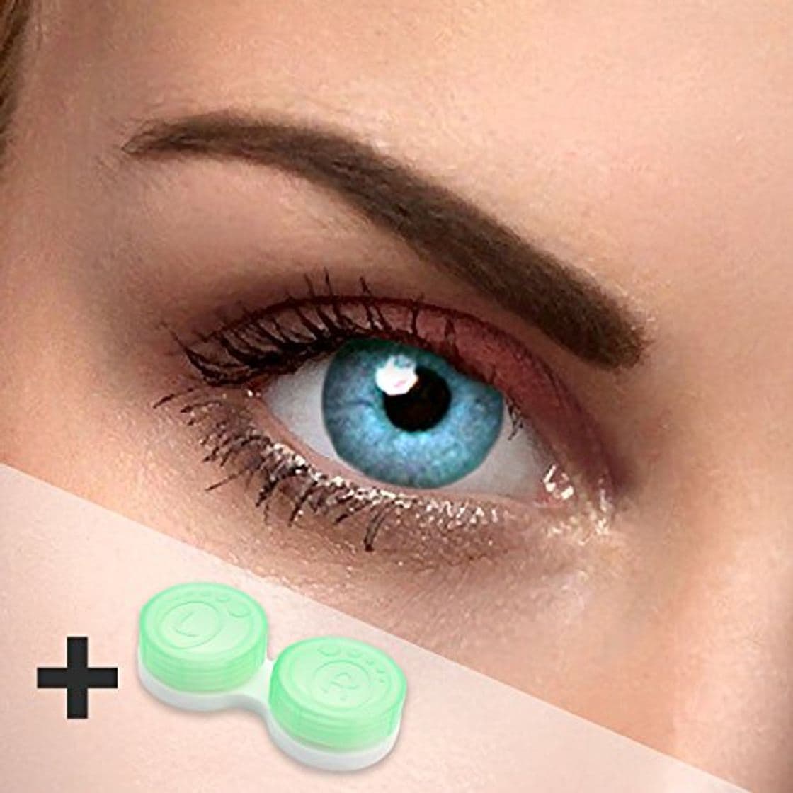 Producto Lentillas de colores azul – sin graduación – SKY blue – para ojos claros & oscuros – estuche de lentillas gratis – dos lentillas azul mar