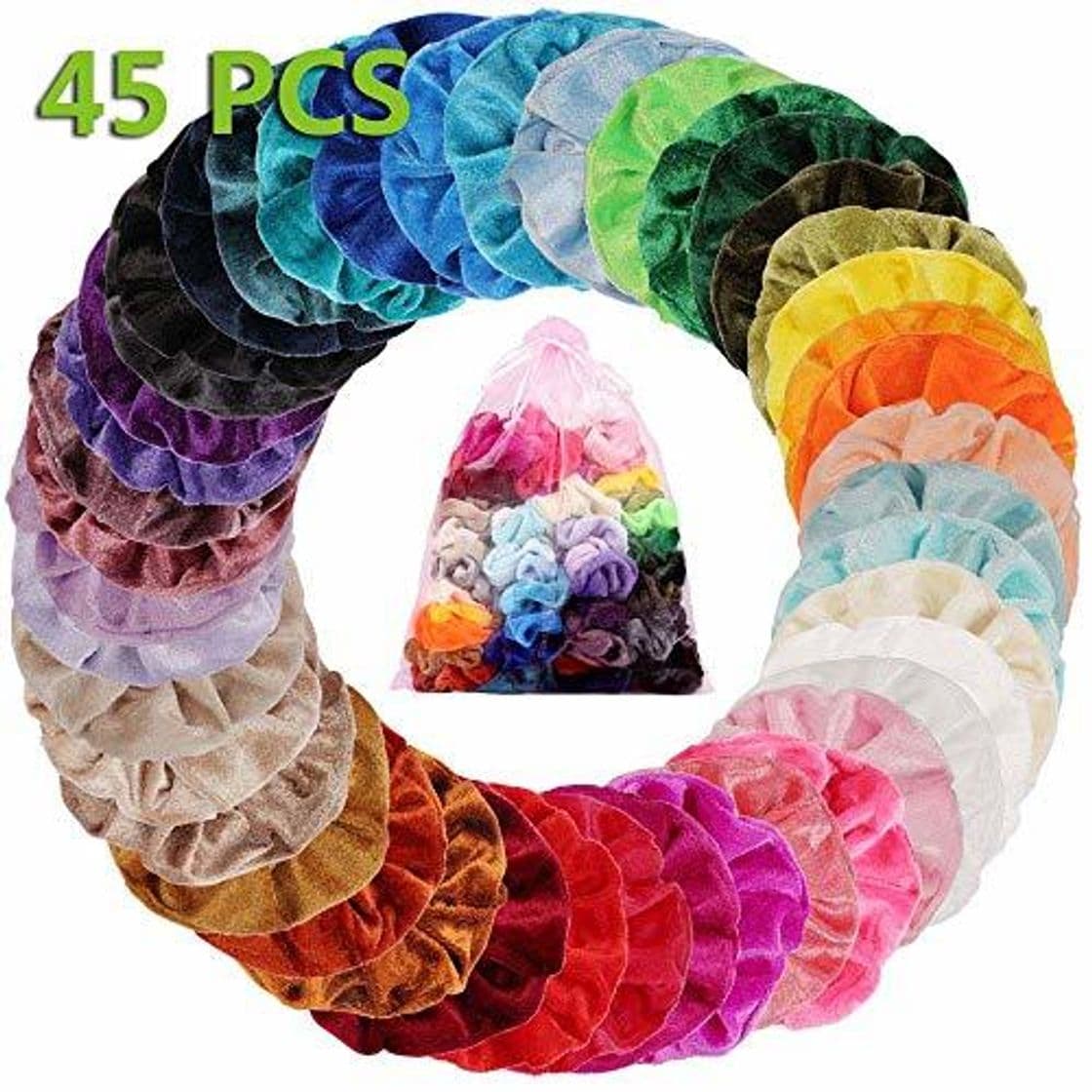 Belleza 45 Colores Velvet Elástico Hair Scrunchies