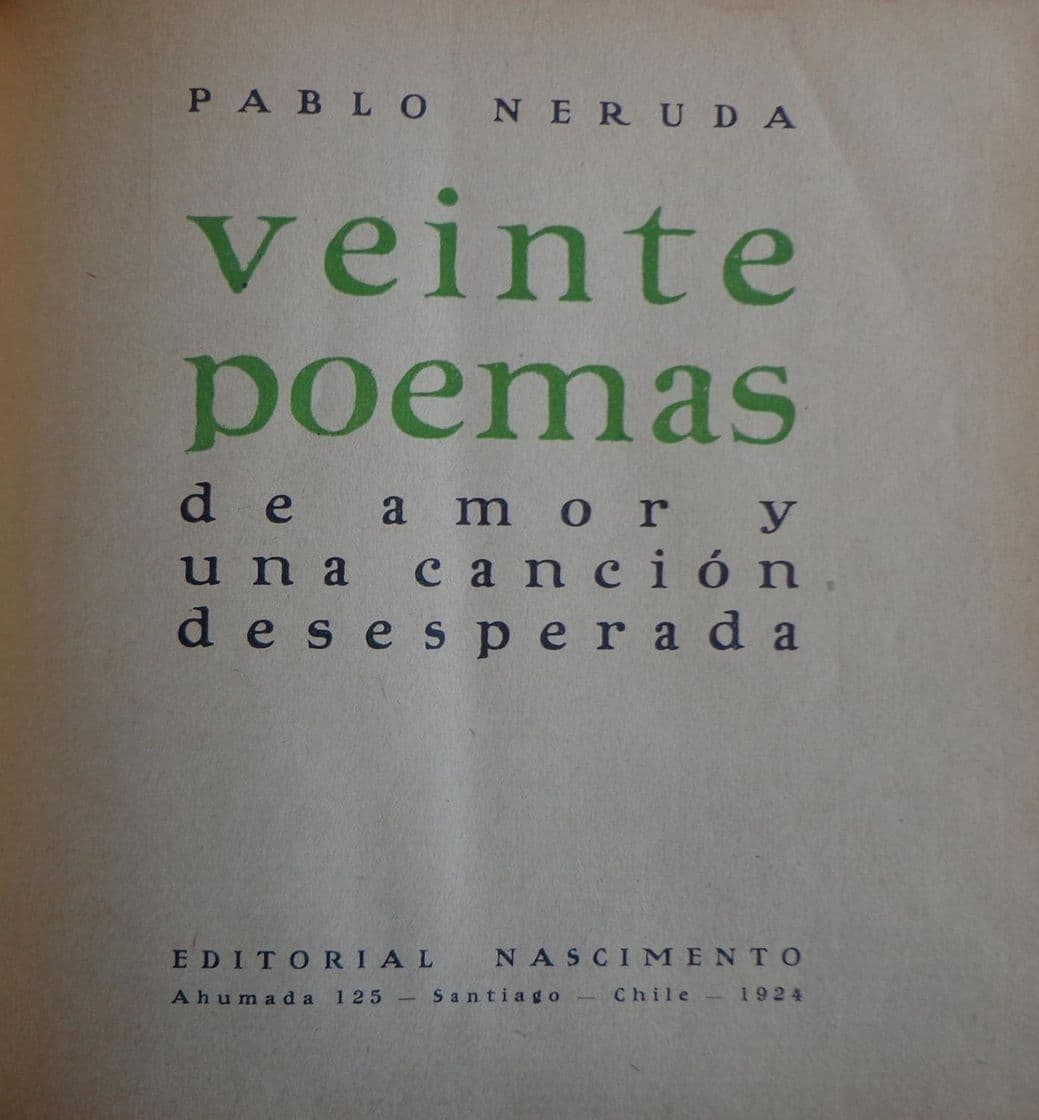 Book Veinte poemas de amor y una canción desesperada