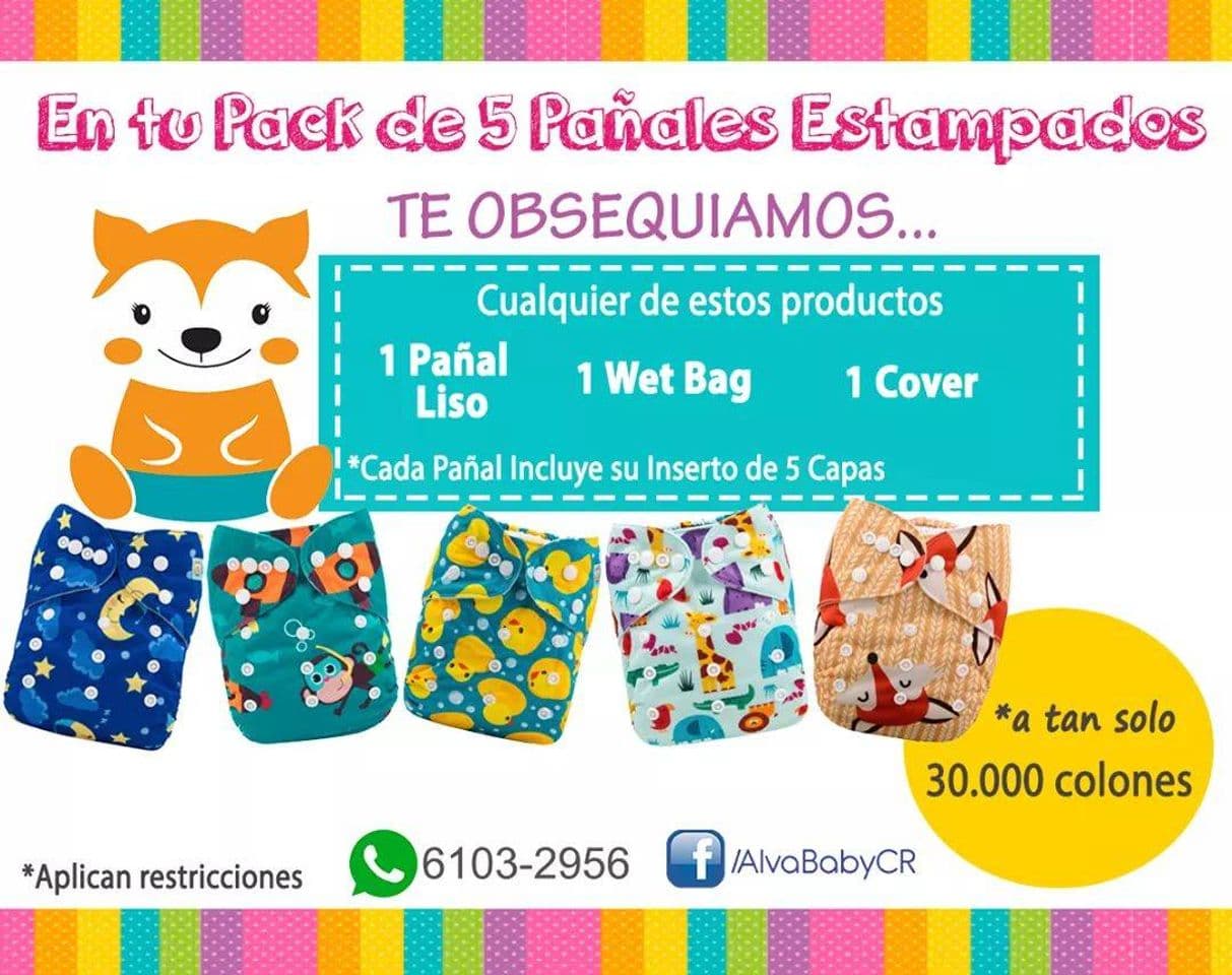 Producto Alva Baby 6pcs Pocket Pack lavables ajustables de tela Pañales Pañales