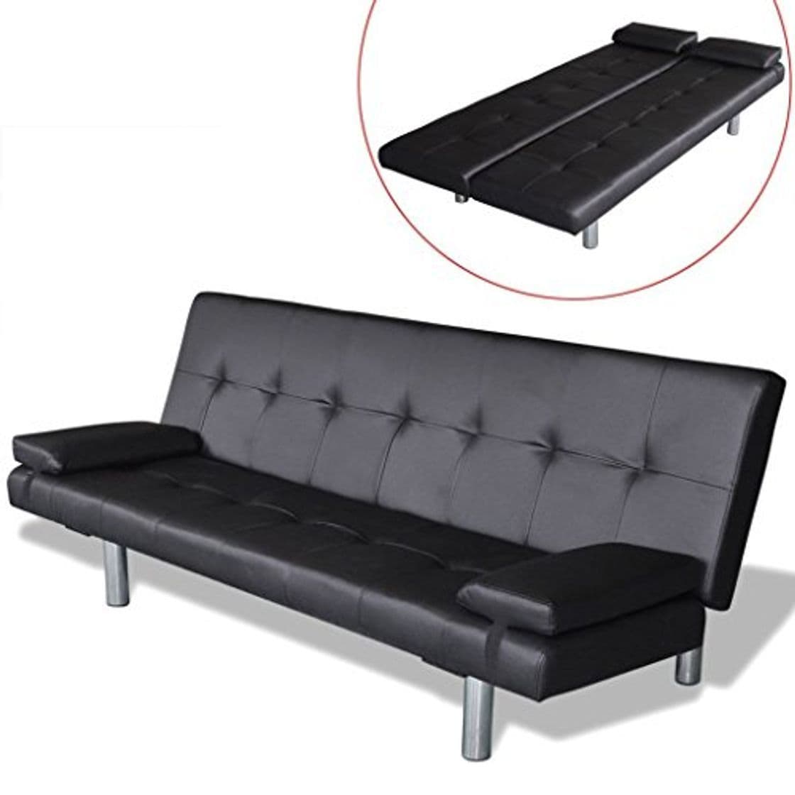 Producto vidaXL Sofá Cama Reclinable Cojines Madera Cuero Sintético Sillón para Dormir