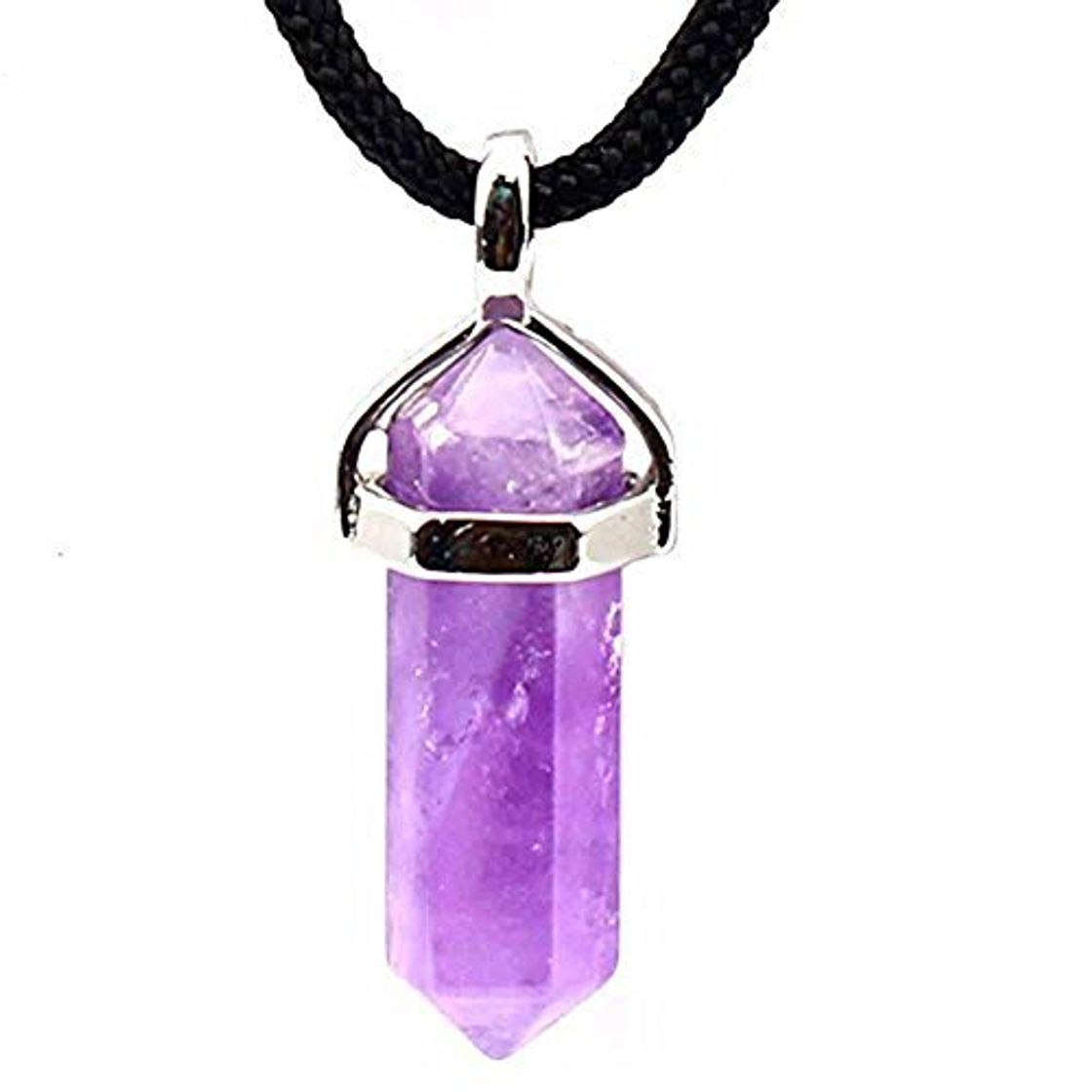 Product Gemstone Stone Crystal Quartz Faceted Six Pyramid Chakra Sliver Pendant Necklace