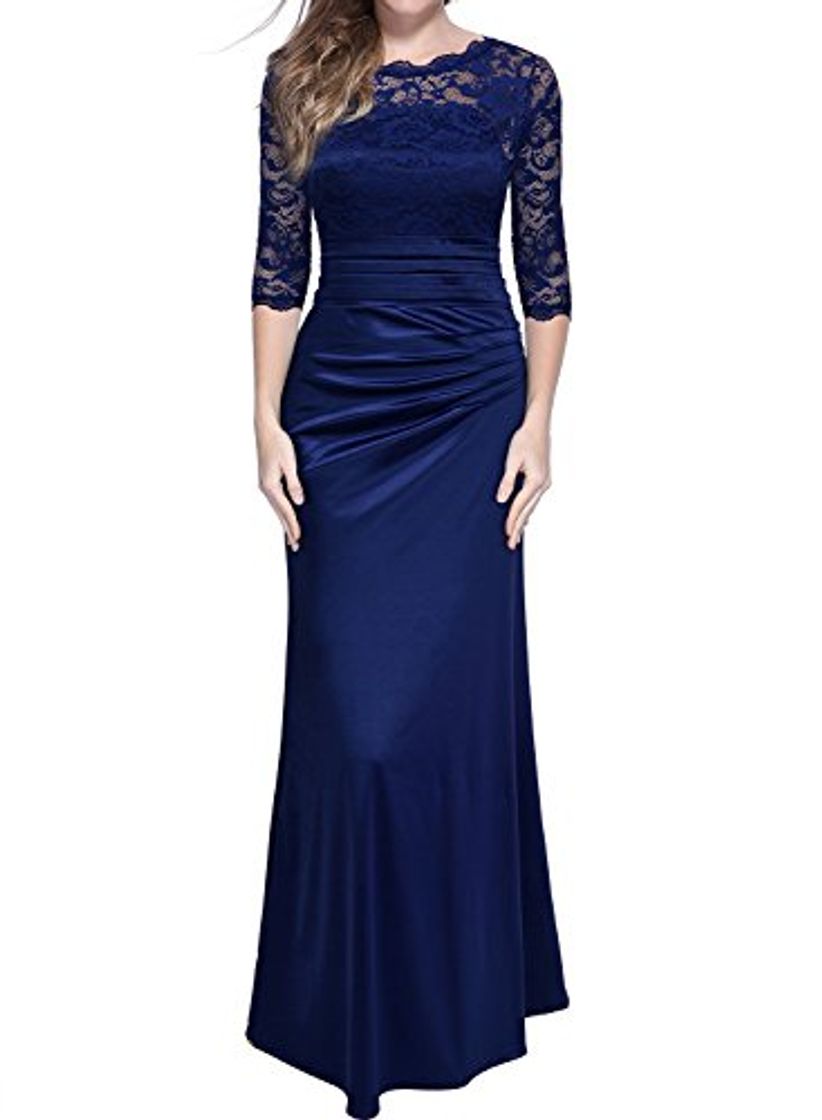 Moda Miusol Elegante Encaje Largo Fiesta Vestido para Mujer Azul Small