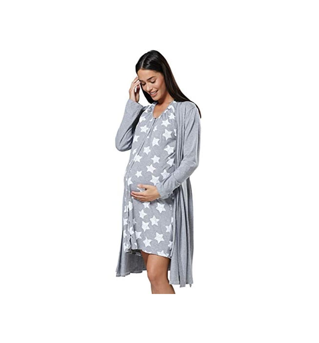 Moda HAPPY MAMA Para Mujer Set Camisón Bata de Premamá Embarazo Lactancia 1009