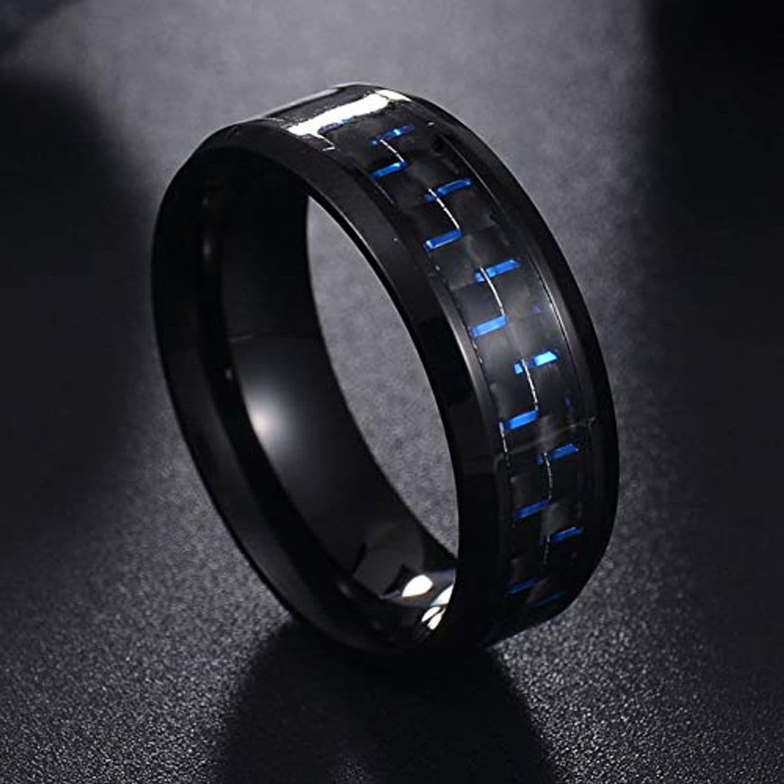 Fashion WZYMNJZ Titanio Acero Negro Fibra De Carbono para Hombre Anillos Frescos Moda Rojo Azul Anillo Joyería Anel Masculino