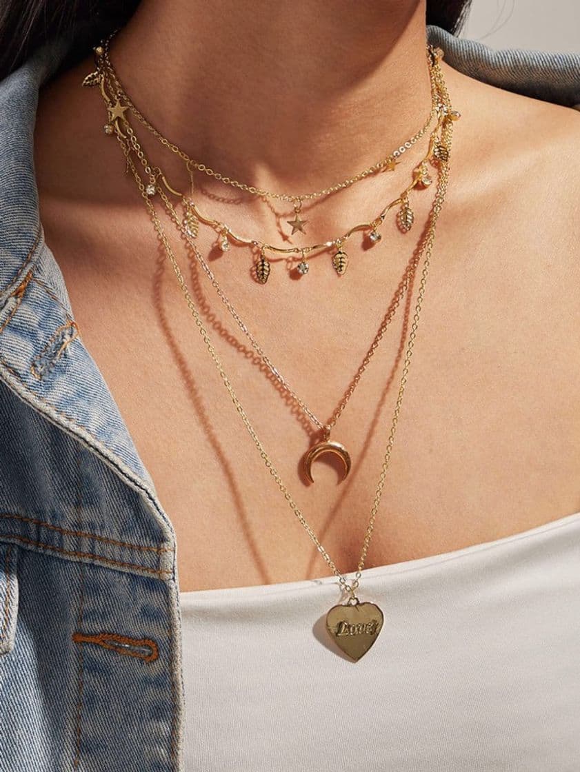 Moda 💠Collar a capas con diseño de corazón y estrella 1 pieza