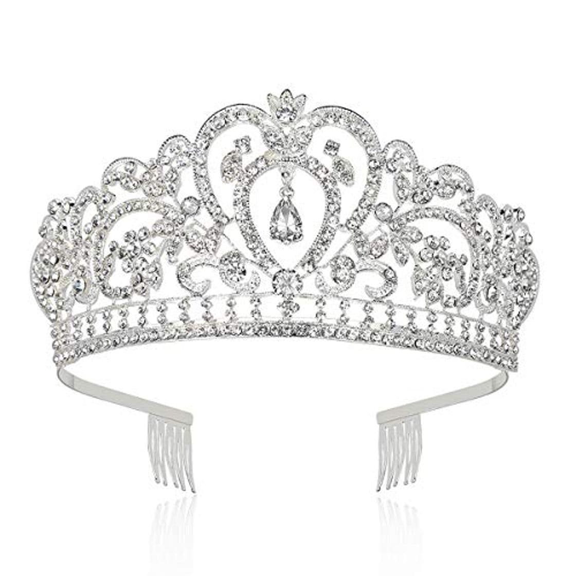 Place Makone Tiara Corona de Cristal con diamantes de imitación peine para corona