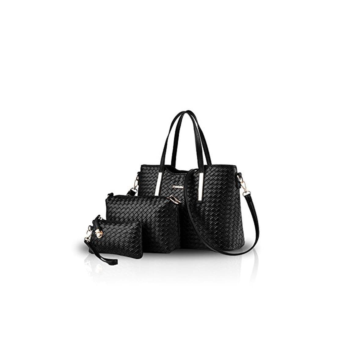 Moda NICOLE&DORIS Bolsos de Mano para Mujer Bolsos 3 Piezas Bolsa Bolsos de Hombro para Damas Totes Bolsos Bandolera Crossbody Negro