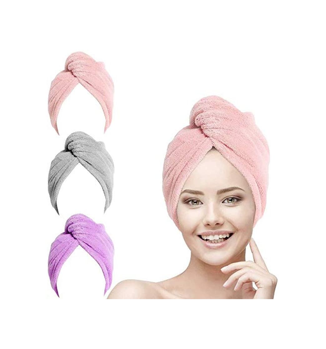 Belleza URAQT Toallas para Secar el Pelo 3pcs, Toalla Turbante para el Pelo,