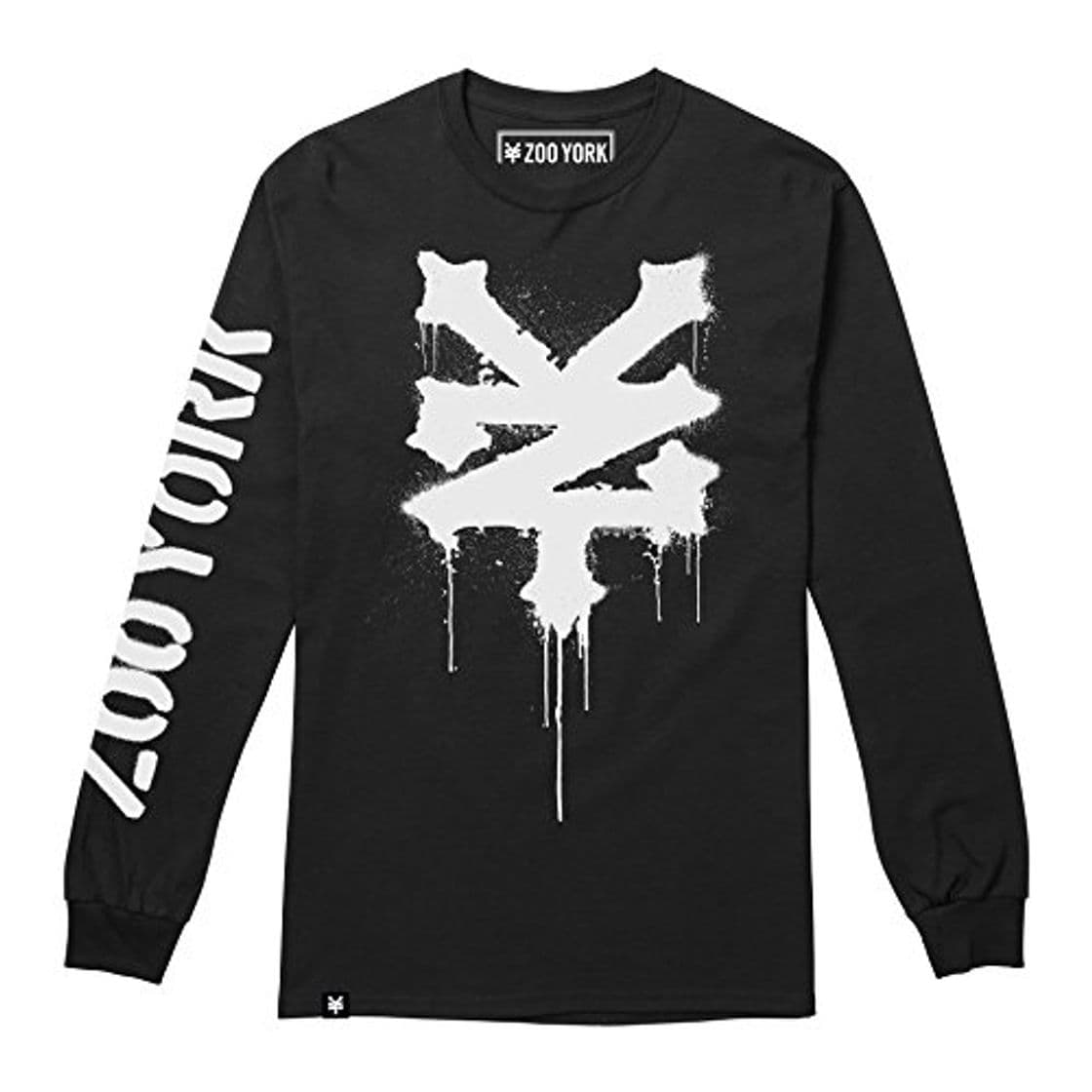 Moda Zoo York Stencil Camiseta de Manga Larga, Negro