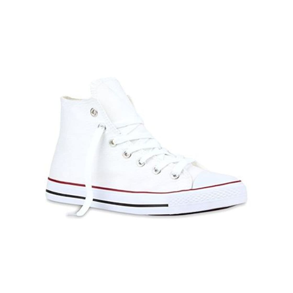 Moda Stiefelparadies Hombre zapas Alta Mezclilla 112848 Blanco 37 Flandell