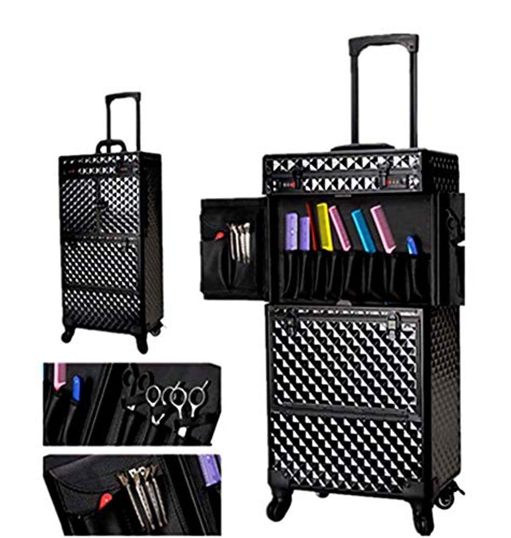 Fashion Trolley Malete de Maqillaje Maletín Profesional Borde de aleación de aluminio Gran