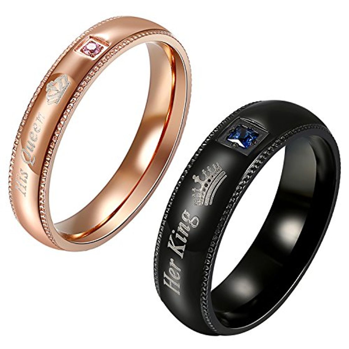 Producto Flongo 2 Anillos Pareja, Anillos de Compromiso His Queen y Her King,