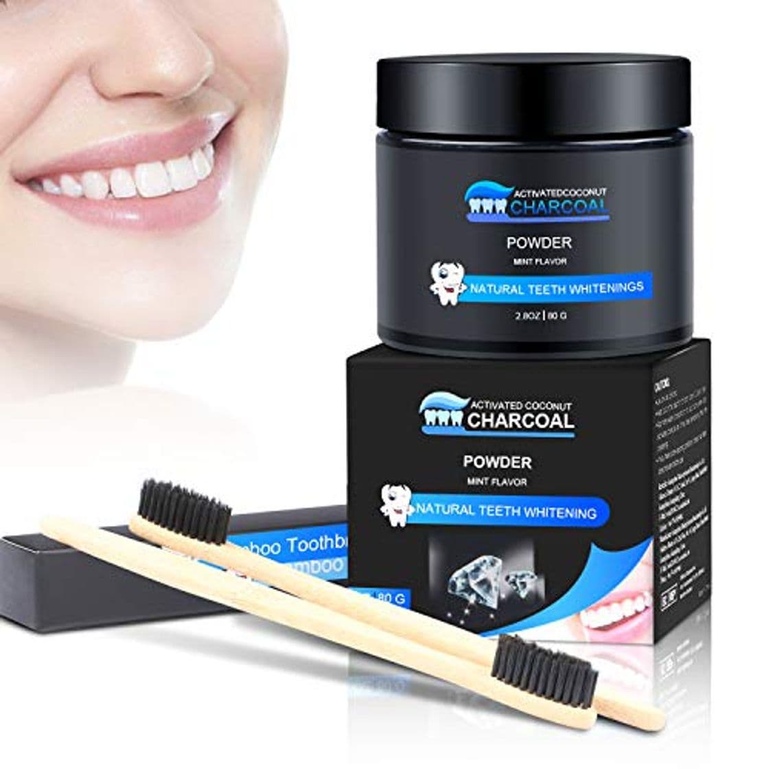 Fitness WOSTOO Blanqueador de Dientes Polvo de Dientes, para Dientes Blancos -100% Polvo