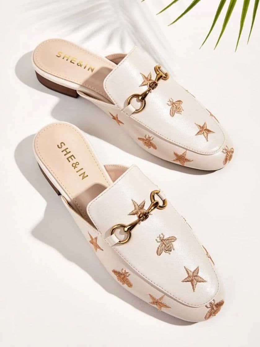 Product Bee embroidery metal decor loafer mules 