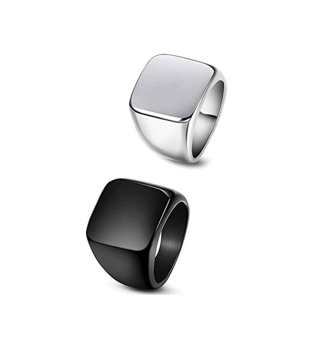 Product sailimue 2 pcs Acero Inoxidable Anillos Hombre Anillos de Compromiso Negros Porta Anillos Boda