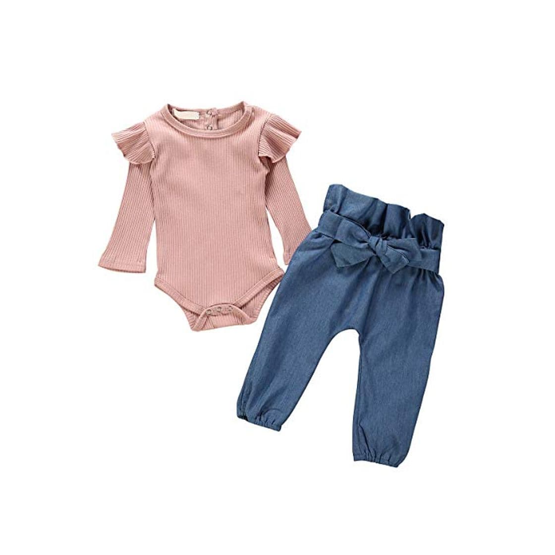 Fashion greatmtx 2 Piezas Toddler Baby Girls Clothes Outfits Mameluco de Manga Larga