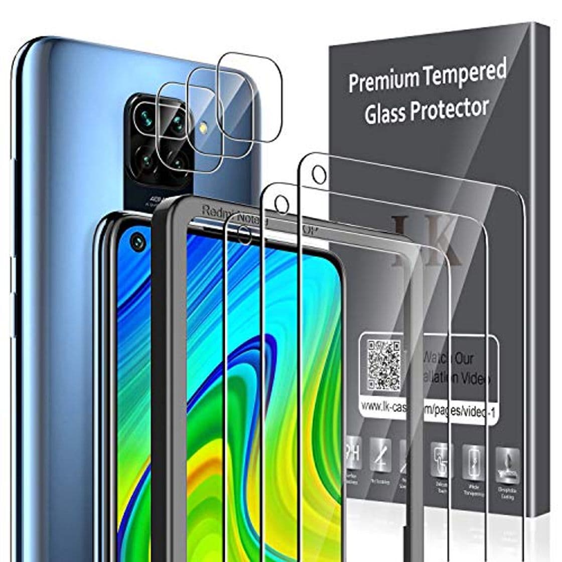 Product LK [3 Pack Protector de Pantalla para Xiaomi Redmi Note 9 Cristal