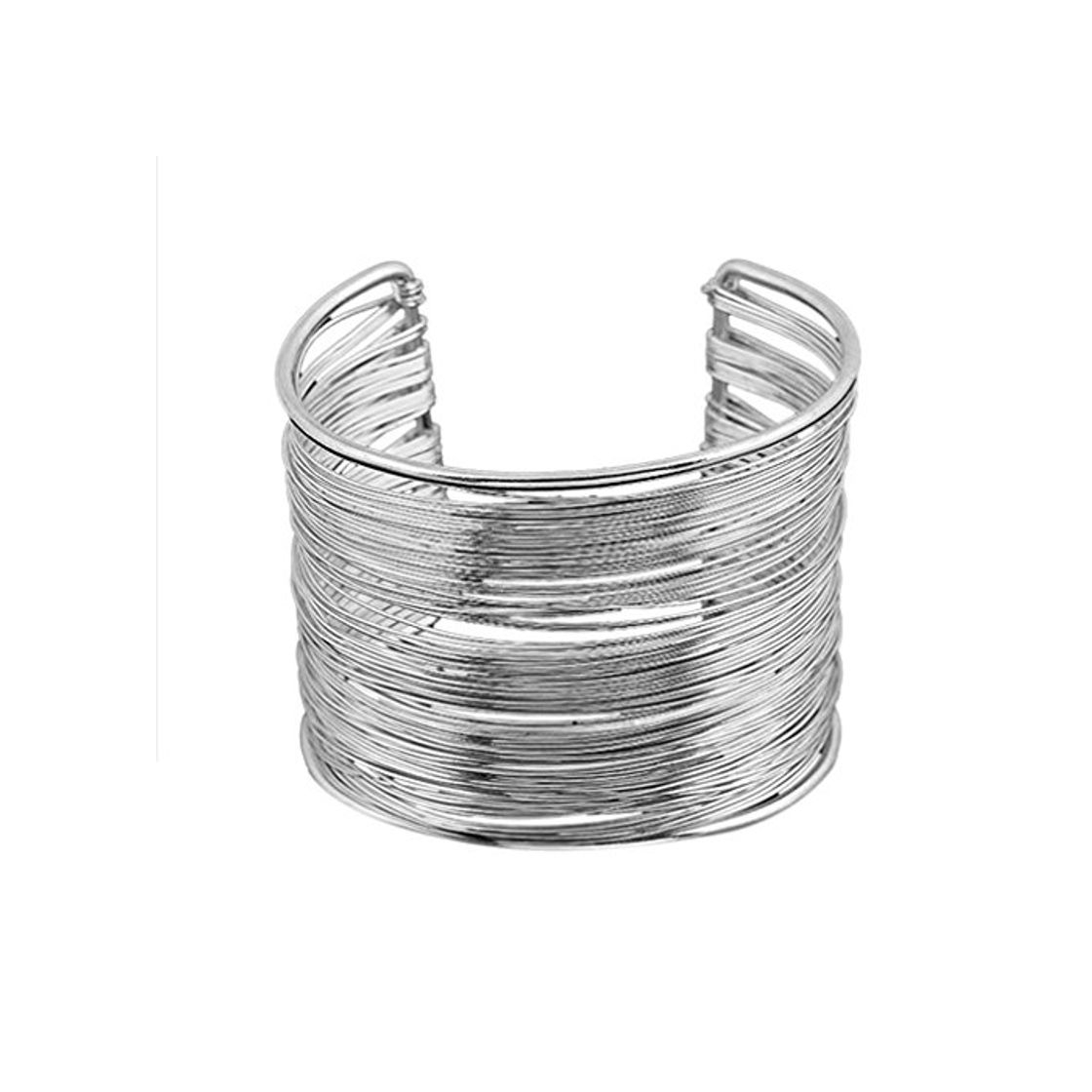 Moda YAZILIND Mujeres Bohemia Vintage Plata Ancha ranurada Abierta Multi Brazalete Bangle apilable Retro étnico Chunky múltiples Pulsera