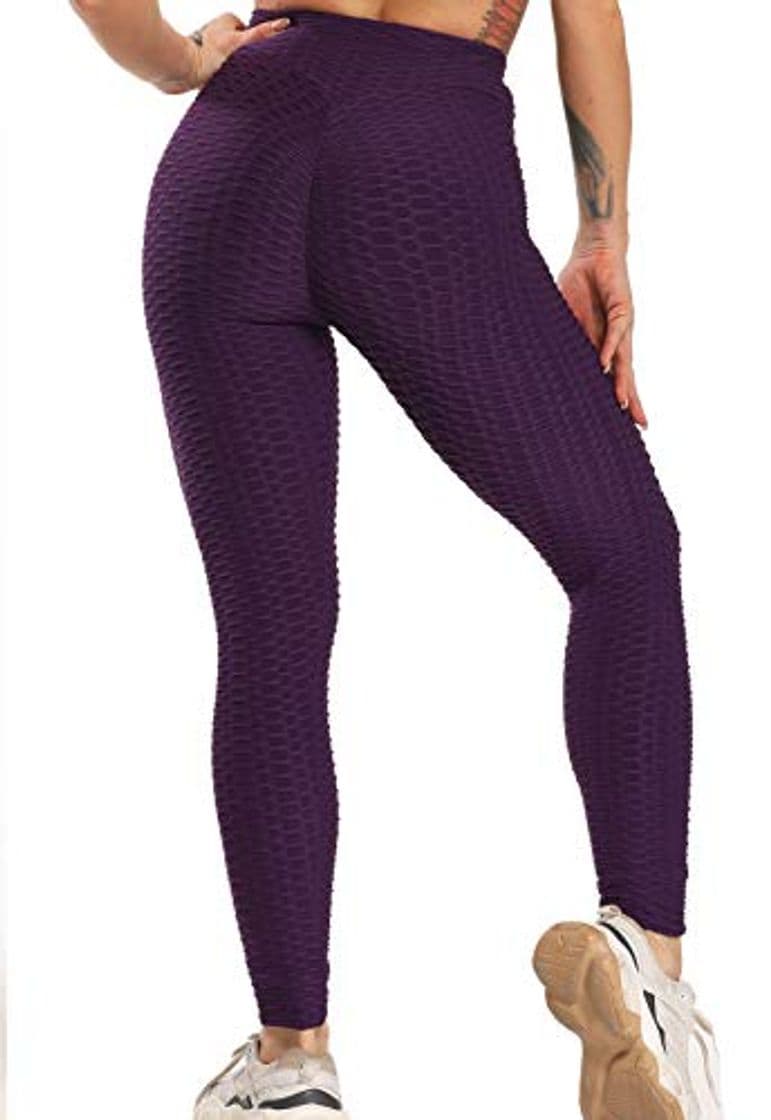 Product FITTOO Mallas Pantalones Deportivos Leggings Mujer Yoga Alta Cintura Gran Elásticos Fitness Morado L