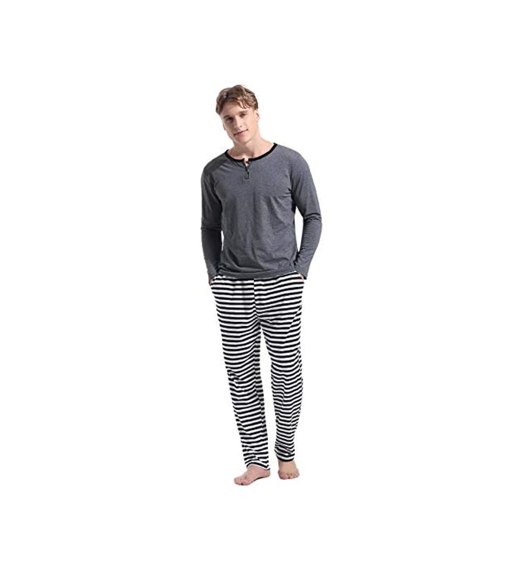 Product Abollria Pijamas Hombre Algodón 2 Piezas Mangas Larga Pantalon Largo Invierno Cómodo y Agradable