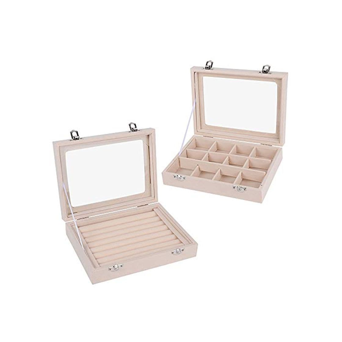 Fashion BUONDAC 2pcs Joyero de Madera Organizador Joyerías Caja Estuche de Almacenamiento para Joyas Anillos Bisutería Pendientes Collares Pulseras Aretes