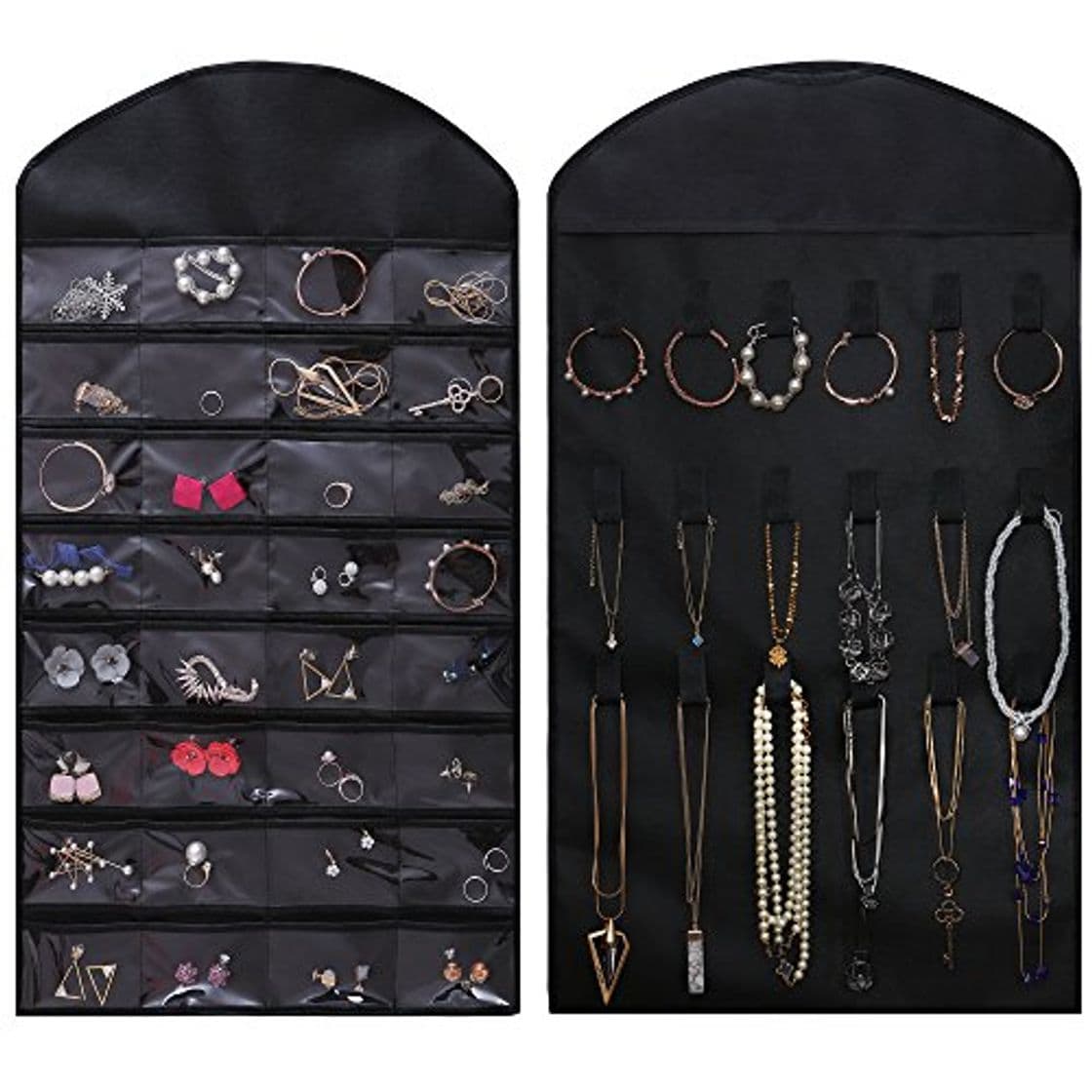 Home Amplio Organizador de Joyas Colgante de Doble Cara Negro armario para joyas-