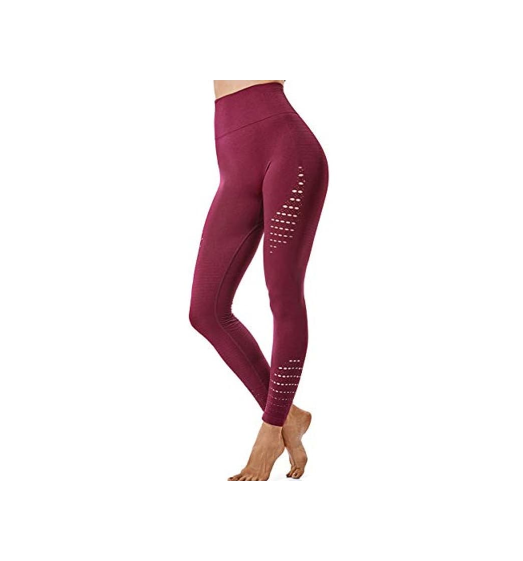 Fashion FITTOO Leggings Sin Costuras Corte de Malla Mujer Pantalon Deportivo Alta Cintura Yoga Elásticos Fitness Seamless #1 Rojo Medium