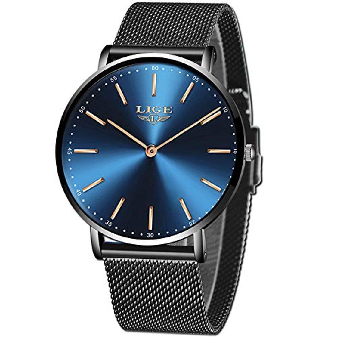 Moda LIGE Relojes Hombre Azul Ultrafino Impermeable Acero Inoxidable Reloj Hombre Moda Simple