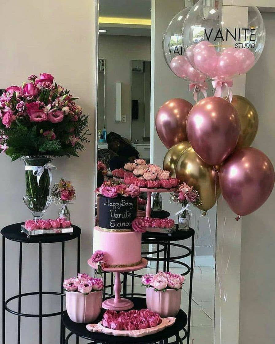 Fashion mini decoração - preto e rosa🎈