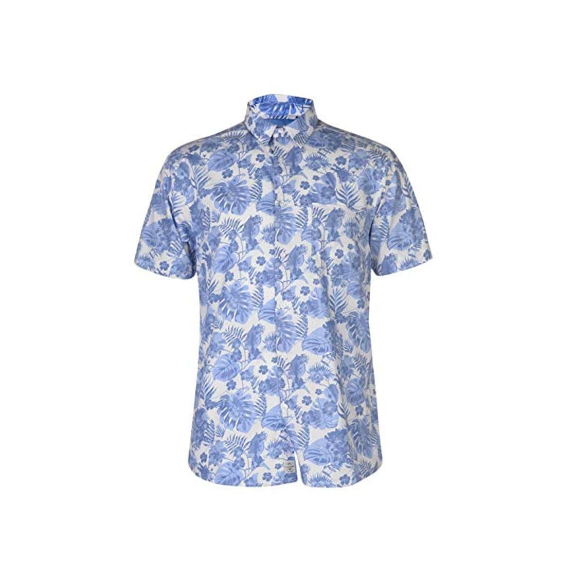 Moda Pierre Cardin - Camisa floral de manga corta para hombre Blanc