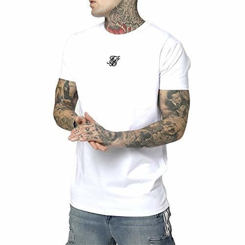 Fashion Sik Silk S/S Reverse Collar Box Camiseta Hombre Blanco XL