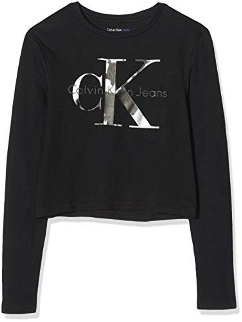 Moda Calvin Klein Jeans Tyko-2 Cn Lwk L/s Camiseta, Negro