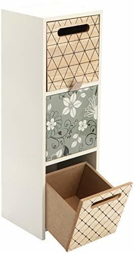 Product com-four® Mini cómoda de 3 cajones: pequeño gabinete de Madera Deco de