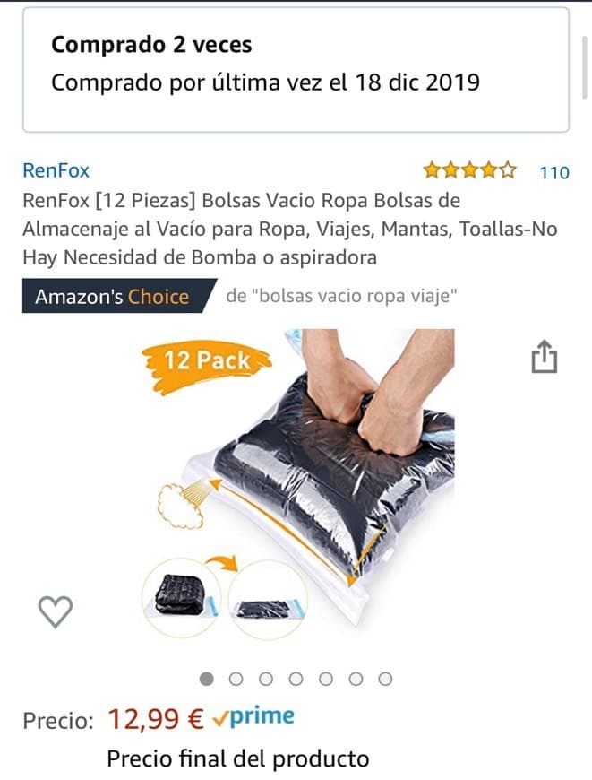 Product BOLSAS AL VACÍO VIAJES