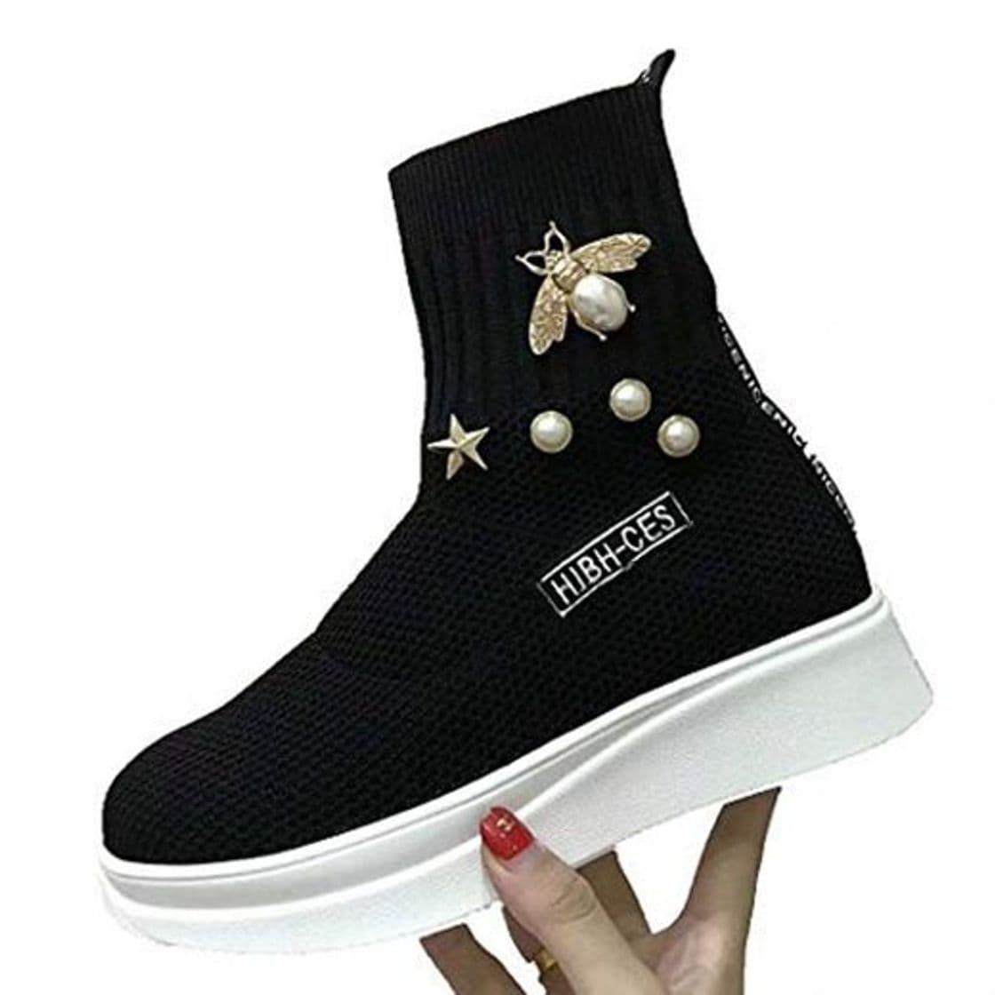 Fashion Lucdespo Ladies Casual Shoes Botas de Fondo Gruesas Small Bees Socks Shoes