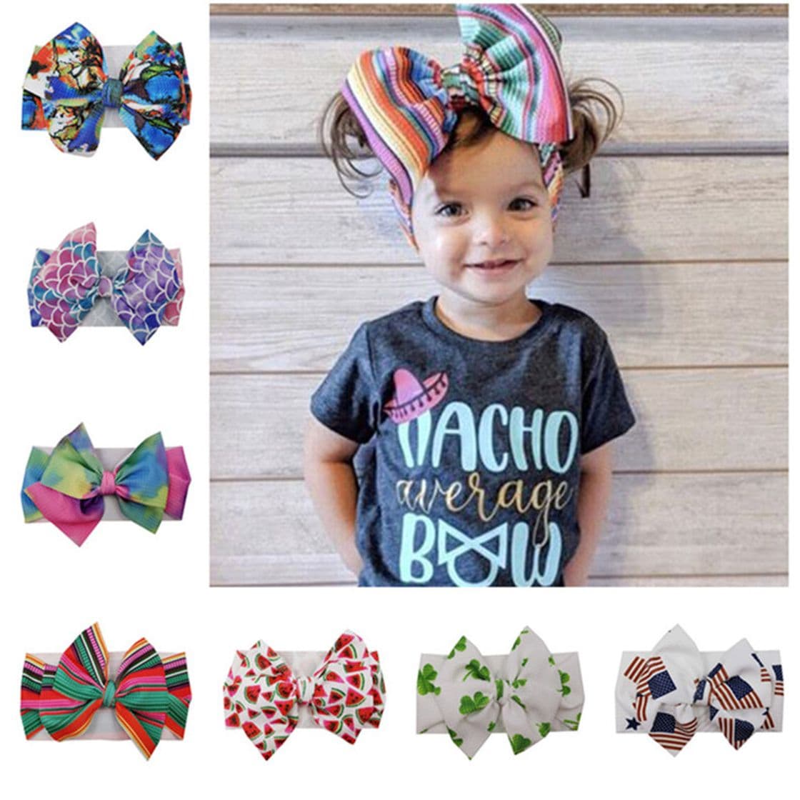 Fashion Baby Girls Headbands Elastic Bowknot Banda para el cabello suave para niños niño infantil 20pcs