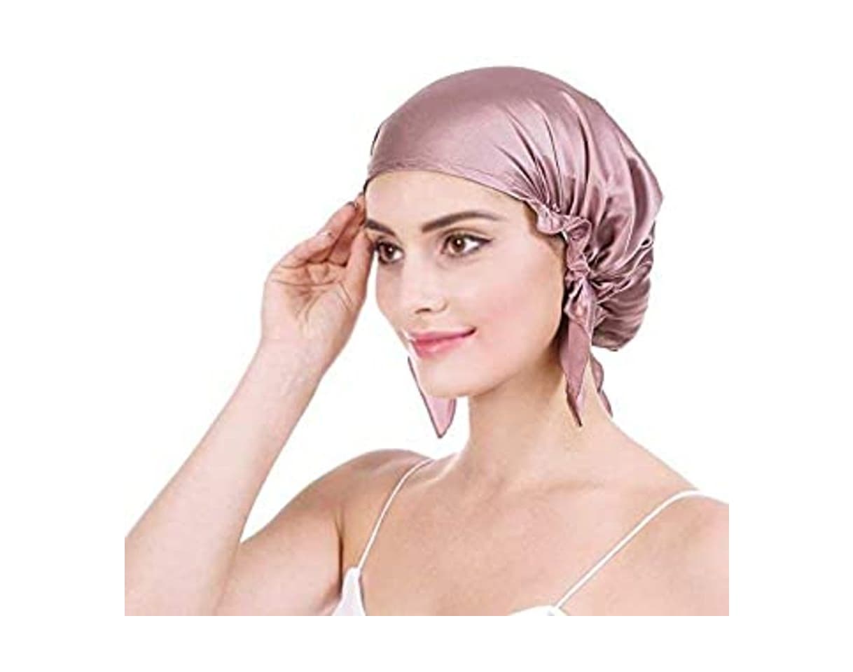 Fashion Emmet Gorro de Dormir Mujer 100% Pura Seda Sombrero para Dormir elástico Hace Que tu Cabello se Sienta Sedoso y Mantiene el Estilo