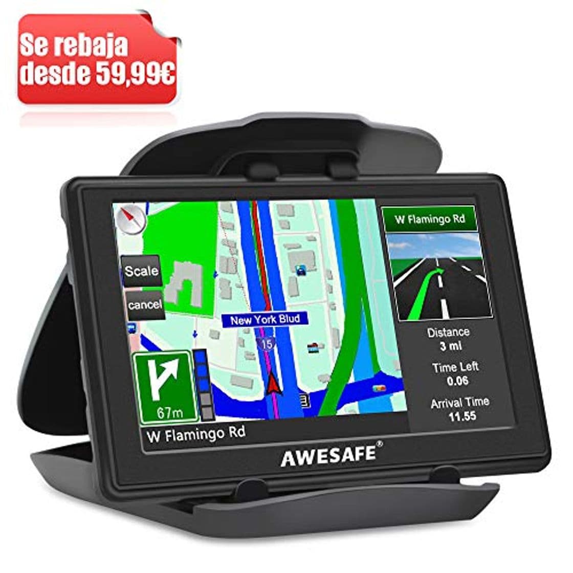 Producto AWESAFE GPS para Coches con 7 Pulgadas Pantalla LCD con Bluetooth y