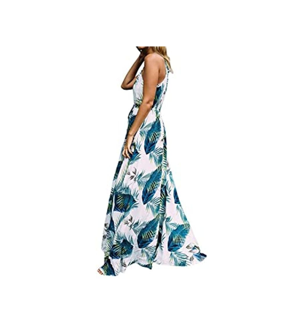 Fashion Vestido Mujer Bohemio Largo Verano Playa Fiesta Floral Manga Corta Cuello en V Talla Split Wrap Maxi Vestidos 5 XL