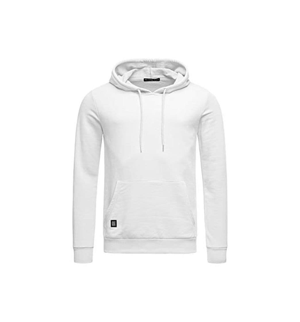 Fashion Red Bridge Sudadera Unicolor con Capucha de algodón para Hombre Blanco