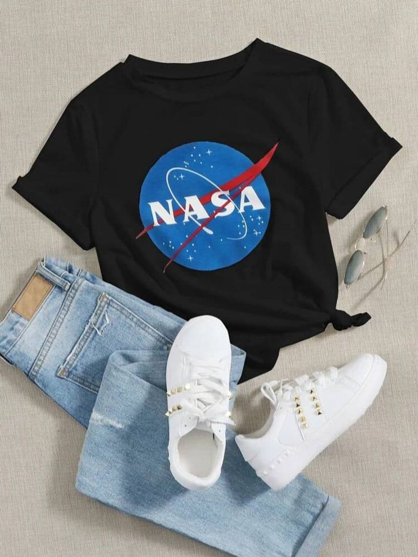 Fashion Camiseta gráfico negro🖤